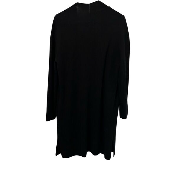 MM Lafleur womens M merino wool long line open front black cardigan sweater - Picture 2 of 11